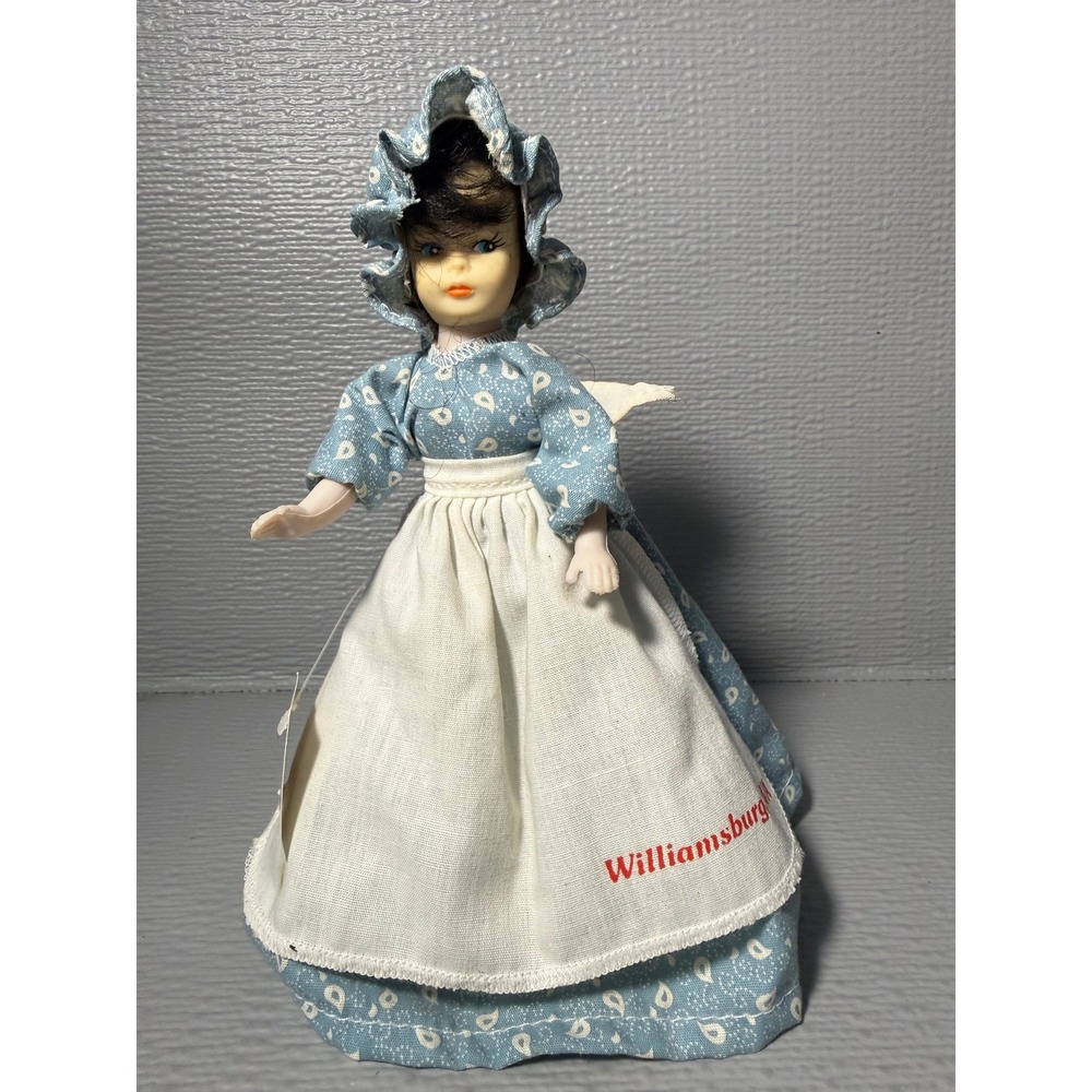 Vintage Handmade Gambina Doll Williamsburg VA Colonial Blue Paisley Dress